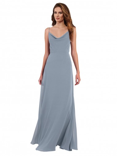 Soft Chiffon V-Back Long Cowl Neck A-Line Formal Dress / Bridesmaid Dress Sudbury