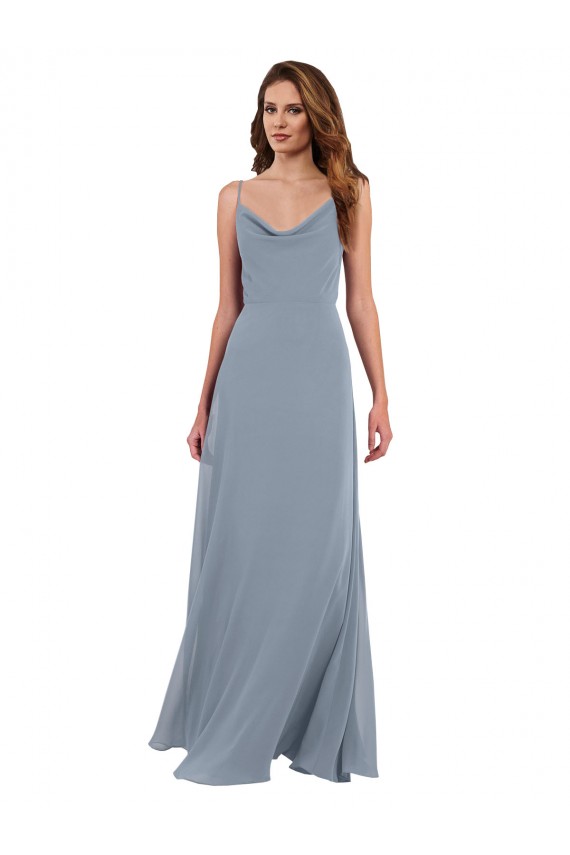 Soft Chiffon V-Back Long Cowl Neck A-Line Formal Dress / Bridesmaid Dress Sudbury