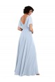 Soft Chiffon V-Back Long V-Neck Light Sky Blue A-Line Bridesmaid Dresses Sudbury