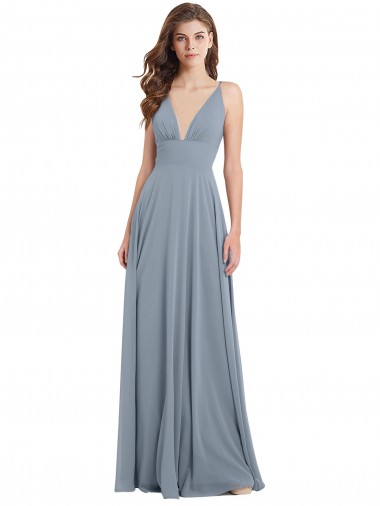 Chiffon V-Back Long V-Neck A-Line Bridesmaid Dress / Evening Gowns Sudbury
