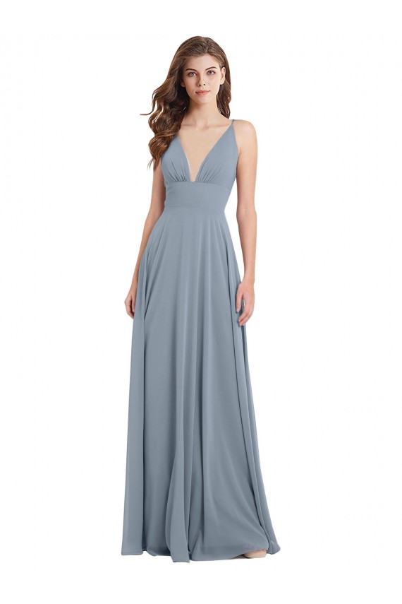 Chiffon V-Back Long V-Neck A-Line Bridesmaid Dress / Evening Gowns Sudbury