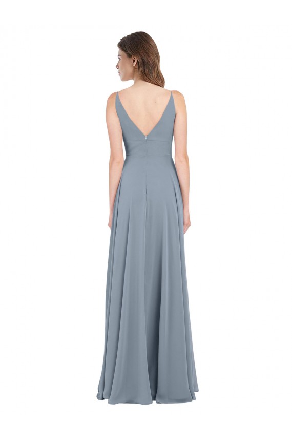 Chiffon V-Back Long V-Neck A-Line Bridesmaid Dress / Evening Gowns Sudbury
