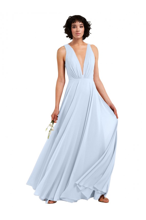 Soft Chiffon Long V-Neck A-Line Bridesmaid Dresses Sudbury