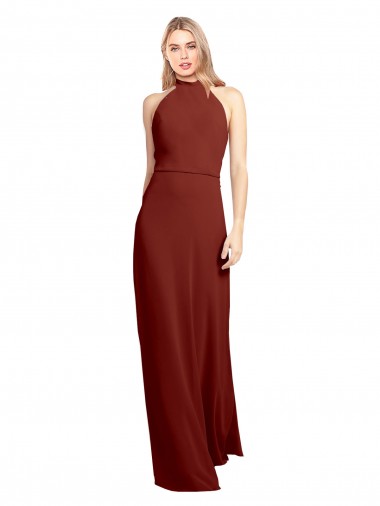 Soft Chiffon Open Back Long Halter Neck A-Line Prom Dress / Bridesmaid Dress Sudbury