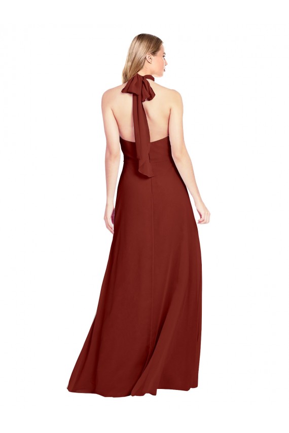 Soft Chiffon Open Back Long Halter Neck A-Line Prom Dress / Bridesmaid Dress Sudbury