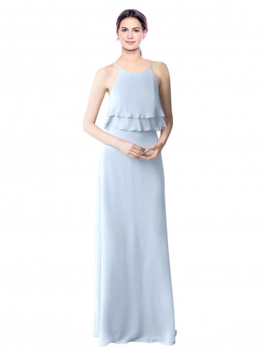 Soft Chiffon Long Halter Neck A-Line Bridesmaid Dresses Sudbury