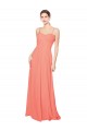 Soft Chiffon Open Back Long Spaghetti Straps Coral A-Line Bridesmaid Dress Sudbury