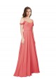 Soft Chiffon Low Back Long Off the Shoulder Desert Rose A-Line Bridesmaid Dress Sudbury