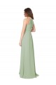 Soft Chiffon Keyhole Back Long Halter Neck Smoke Green A-Line Bridesmaid Dress Sudbury