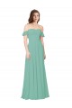 Soft Chiffon Open Back Long Off the Shoulder Jade A-Line Bridesmaid Dress Sudbury