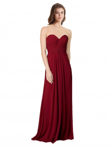 Chiffon Open Back Long Floor Length Sweetheart A-Line Bridesmaid Dress Sudbury