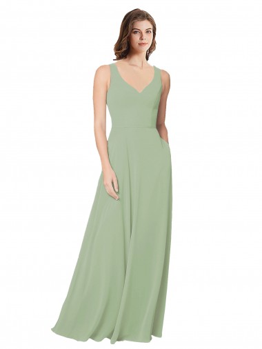 Soft Chiffon Open Back Long Sweetheart A-Line Formal Dress / Bridesmaid Dress Sudbury