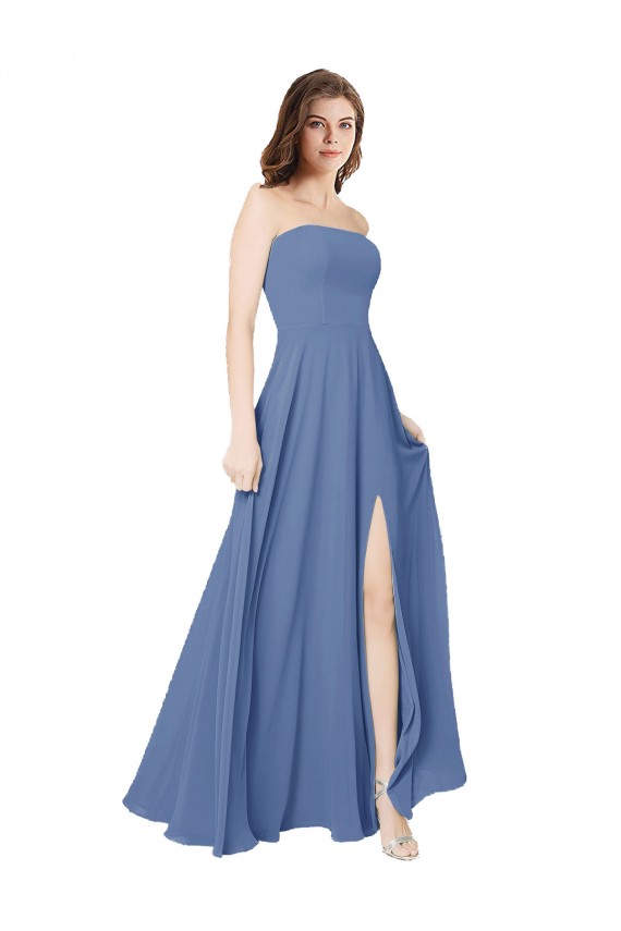 Soft Chiffon Open Back Long Strapless A-Line Formal Dress / Bridesmaid Dress Sudbury