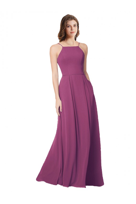 Soft Chiffon Open Back Long Strapless A-Line Bridesmaid Dress Sudbury
