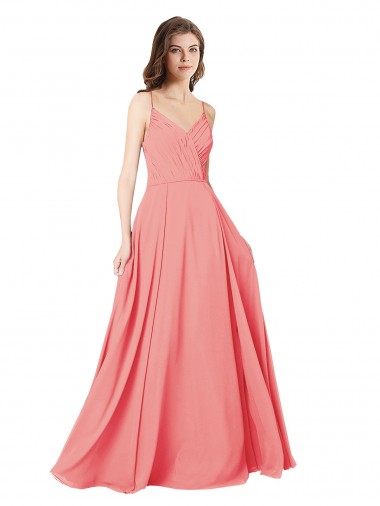 Soft Chiffon Criss Cross Open Back Long V-Neck A-Line Bridesmaid Dress Sudbury