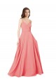 Soft Chiffon Criss Cross Open Back Long V-Neck A-Line Bridesmaid Dress Sudbury