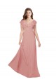 Chiffon Criss Cross Back Long V-Neck Bliss Pink A-Line Bridesmaid Dress / Evening Dress Sudbury