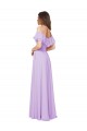 Soft Chiffon Low Back Long Off the Shoulder Lilac A-Line Bridesmaid Dress Sudbury