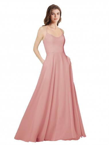 Soft Chiffon Criss Cross Open Back Long Strapless A-Line Bridesmaid Dress Sudbury
