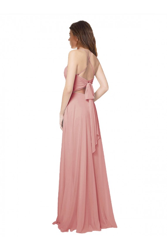 Soft Chiffon Criss Cross Open Back Long Strapless A-Line Bridesmaid Dress Sudbury