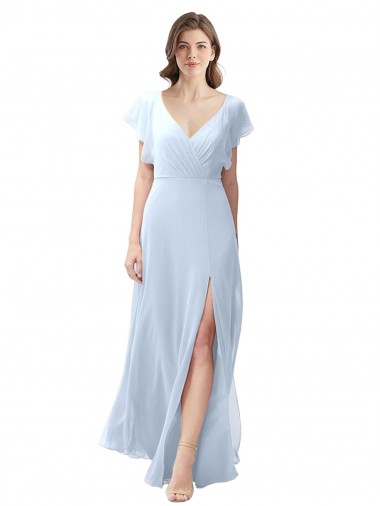 Soft Chiffon Open Back Long V-Neck A-Line Bridesmaid Dress / Formal Dress Sudbury
