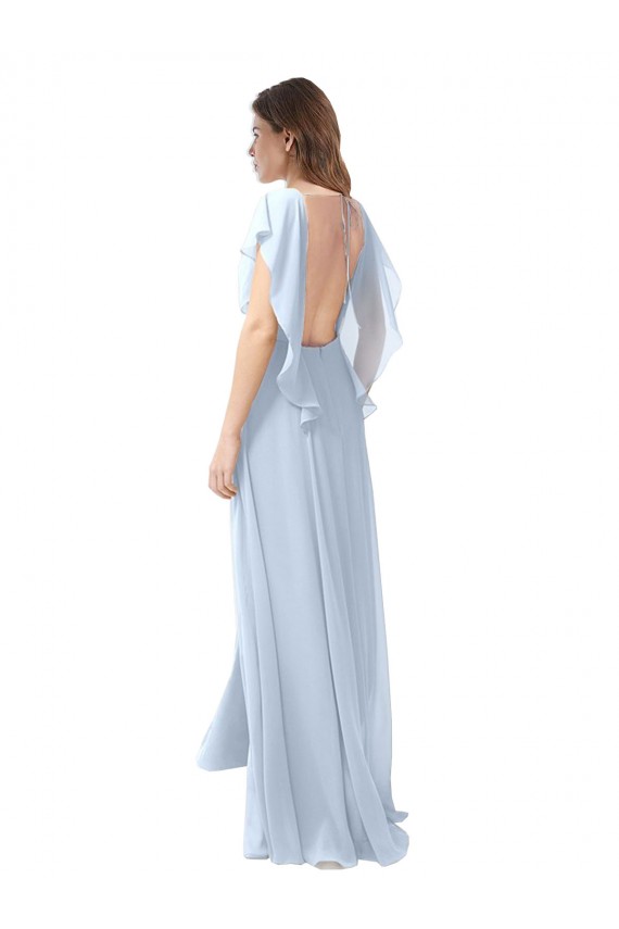 Soft Chiffon Open Back Long V-Neck A-Line Bridesmaid Dress / Formal Dress Sudbury