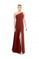 Soft Chiffon Long One Shoulder Burgundy A-Line Formal Dress / Bridesmaid Dress Sudbury
