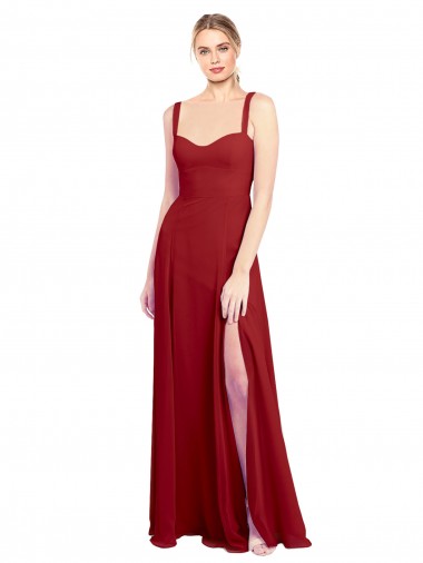 Soft Chiffon Long Sweetheart Red A-Line Bridesmaid Dress Sudbury