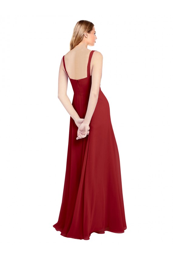 Soft Chiffon Long Sweetheart Red A-Line Bridesmaid Dress Sudbury