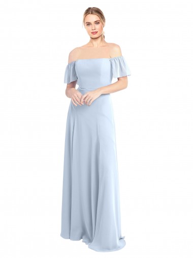 Soft Chiffon V-Back Long Off the Shoulder A-Line Formal Dress / Bridesmaid Dress Sudbury