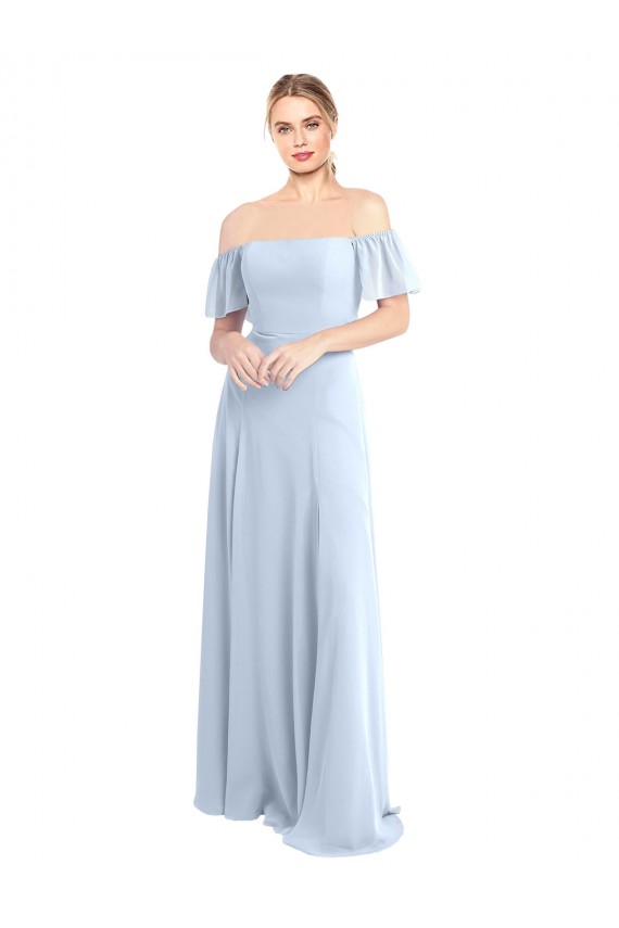 Soft Chiffon V-Back Long Off the Shoulder A-Line Formal Dress / Bridesmaid Dress Sudbury