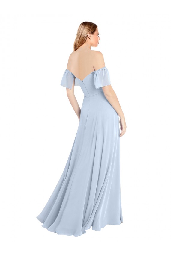 Soft Chiffon V-Back Long Off the Shoulder A-Line Formal Dress / Bridesmaid Dress Sudbury