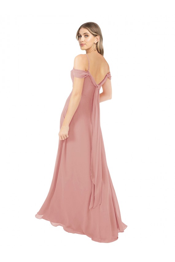 Soft Chiffon Long Off the Shoulder Bliss Pink A-Line Bridal Party Dress Sudbury