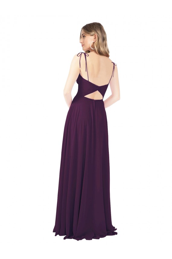 Soft Chiffon Keyhole Back Long Spaghetti Straps A-Line Bridesmaid Dress Sudbury