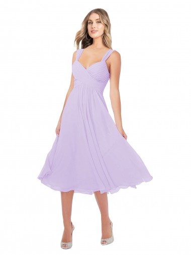 Soft Chiffon Midi Length Sweetheart A-Line High Low Bridesmaid Dress Sudbury