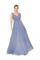 Soft Chiffon V-Back Long V-Neck Dusty Blue A-Line Formal Evening Gown / Prom Dress / Bridesmaid Dress Sudbury
