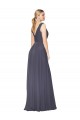 Soft Chiffon V-Back Long V-Neck Dusty Blue A-Line Formal Evening Gown / Prom Dress / Bridesmaid Dress Sudbury