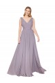 Soft Chiffon V-Back Long V-Neck Dusty Rose A-Line Formal Evening Gown / Prom Dress / Bridesmaid Dress Sudbury