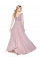 Soft Chiffon V-Back Long V-Neck Primrose A-Line Formal Evening Gown / Prom Dress / Bridesmaid Dress Sudbury