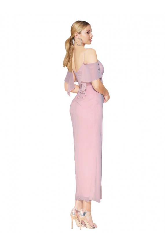 Soft Chiffon Knee Length Off the Shoulder Mermaid Formal Evening Gown / Prom Dress / Bridesmaid Dress Sudbury