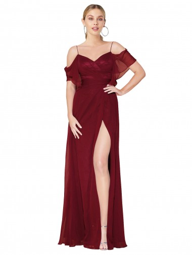 Soft Chiffon V-Back Long Off the Shoulder Trumpet Formal Evening Gown / Prom Dress / Bridesmaid Dress Sudbury