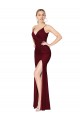 Soft Chiffon V-Back Long V-Neck Burgundy Mermaid Formal Evening Gown / Prom Dress / Bridesmaid Dress Sudbury