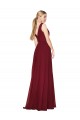 Soft Chiffon V-Back Long V-Neck Burgundy A-Line Formal Dress / Bridesmaid Dress Sudbury