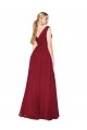 Soft Chiffon V-Back Long V-Neck A-Line Black Tie Evening Gown / Prom Dress / Bridesmaid Dress Sudbury