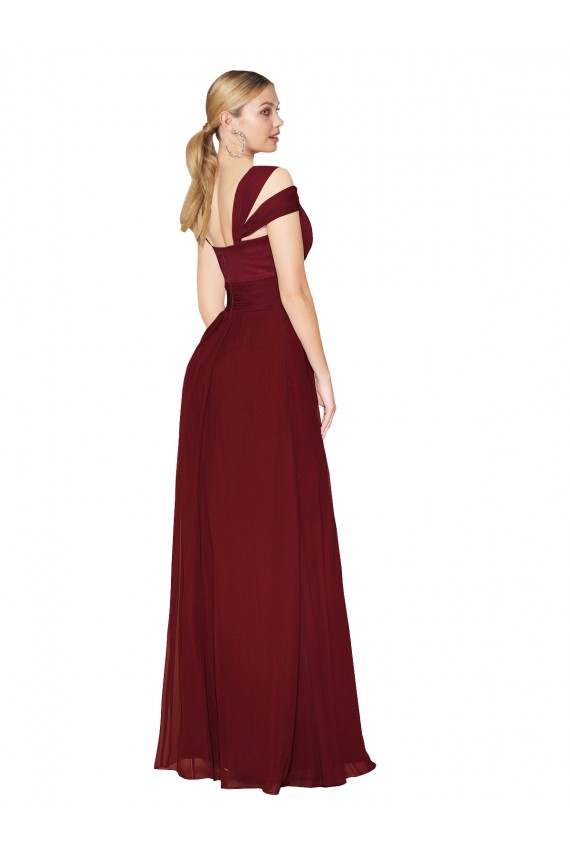 Soft Chiffon Long Sweetheart Burgundy A-Line Formal Evening Gown / Prom Dress / Bridesmaid Dress Sudbury