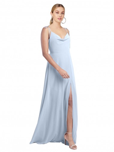 Chiffon V-Back Long Spaghetti Straps A-Line Bridesmaid Dress / Evening Gowns Sudbury