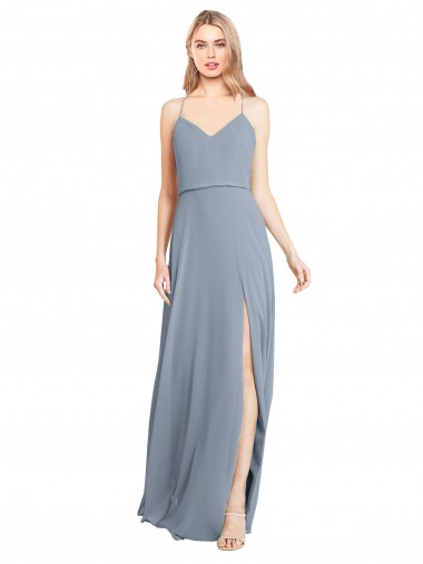 Soft Chiffon Open Back Long Off the Shoulder A-Line Bridesmaid Gowns Sudbury