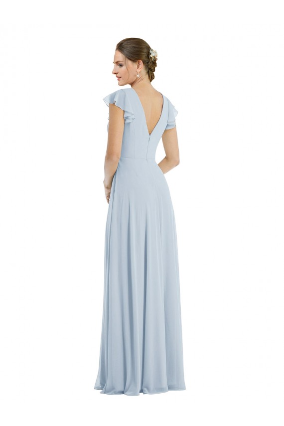 Soft Chiffon V-Back Long Bateau Neck A-Line Formal Evening Gown / Bridesmaid Dress Sudbury