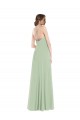 Soft Chiffon Criss Cross Back Long Scoop Neck A-Line Semi Formal Evening Dress / Bridesmaid Dress Sudbury