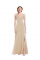Soft Chiffon Criss Cross Back Long V-Neck A-Line Semi Formal Evening Dress / Bridesmaid Dress Sudbury